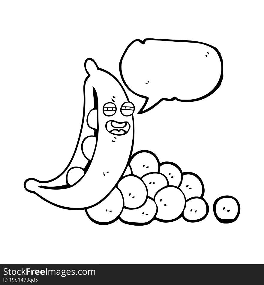 freehand drawn speech bubble cartoon peas in pod