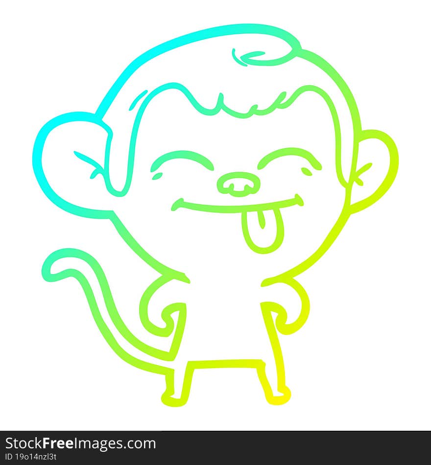 cold gradient line drawing funny cartoon monkey