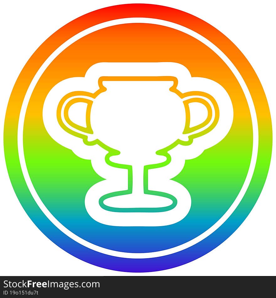 trophy cup circular in rainbow spectrum