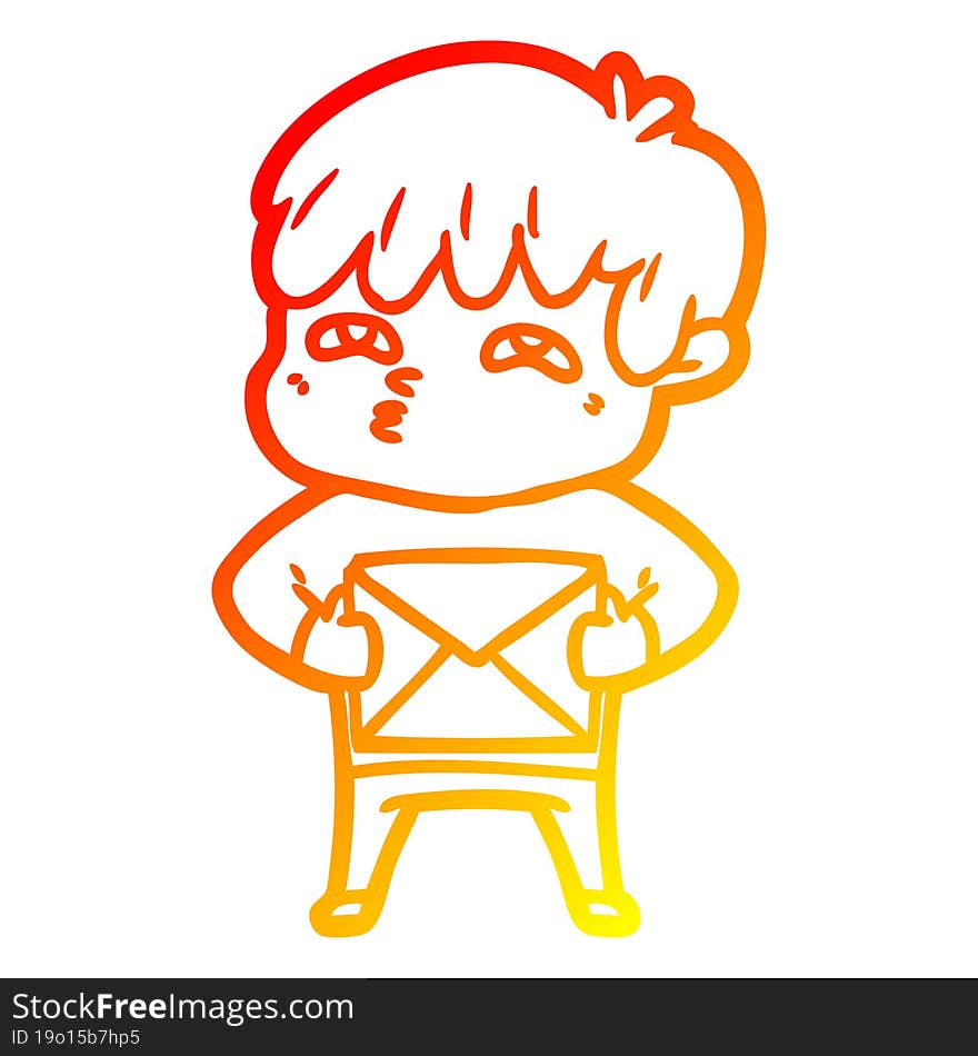 Warm Gradient Line Drawing Cartoon Curious Man