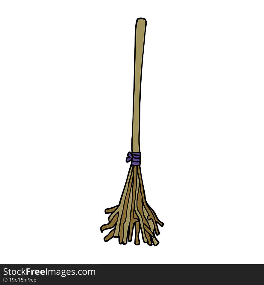 cartoon doodle magic broom