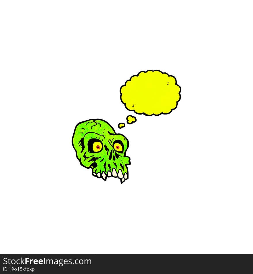 cartoon glowing green skull