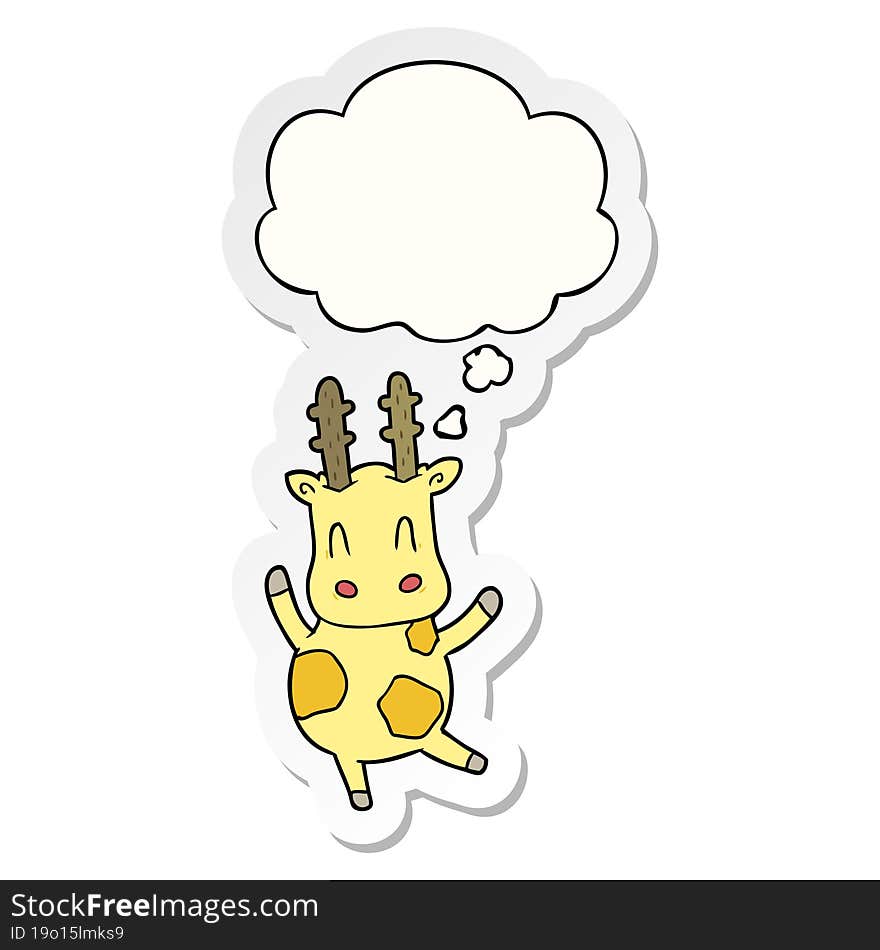 cute cartoon giraffe with thought bubble as a printed sticker