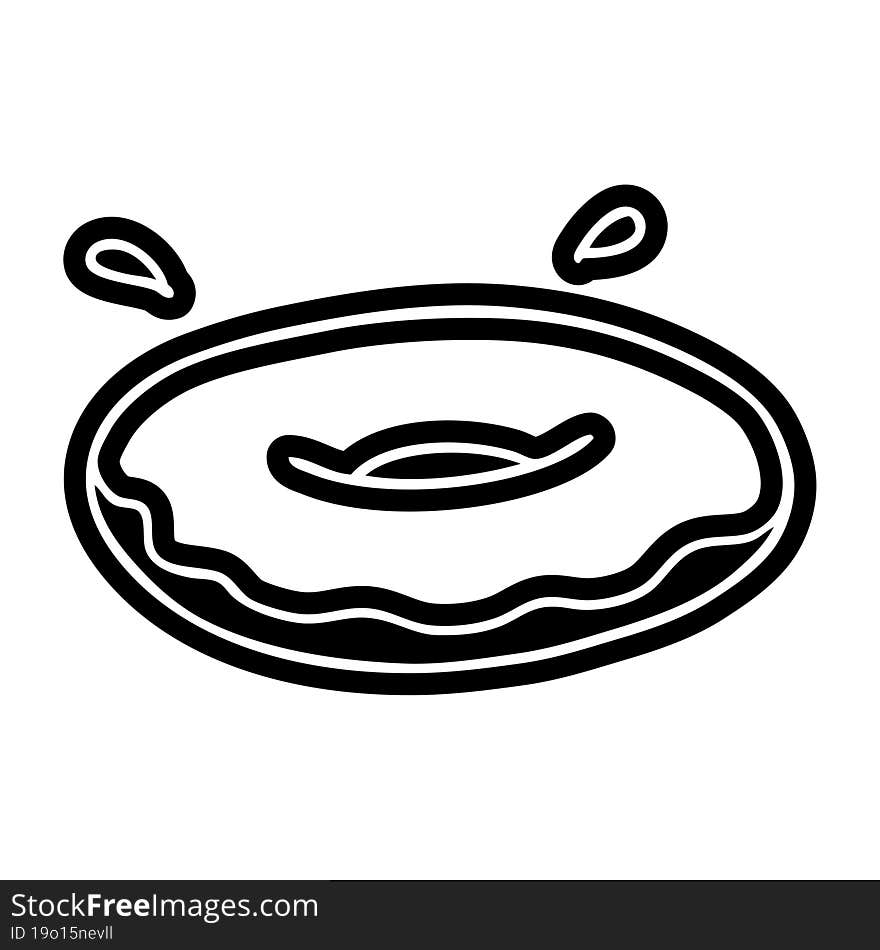 cartoon icon drawing of an iced ring donut