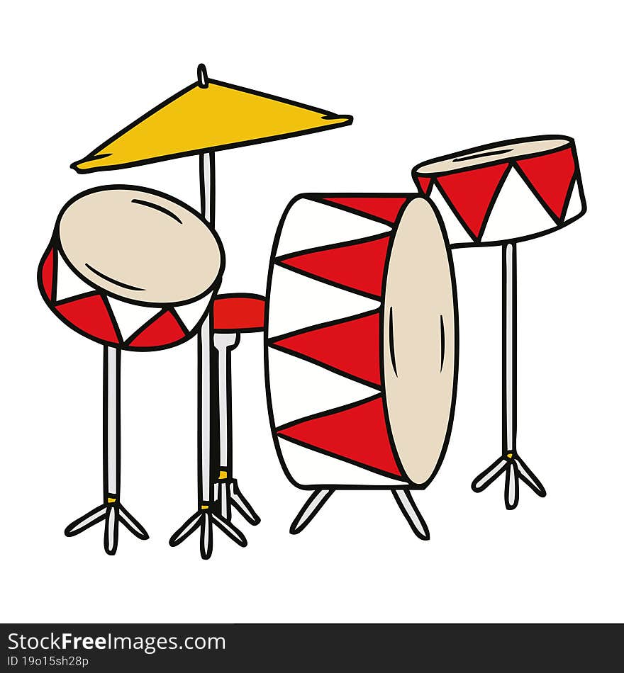 cartoon doodle of a drum kit