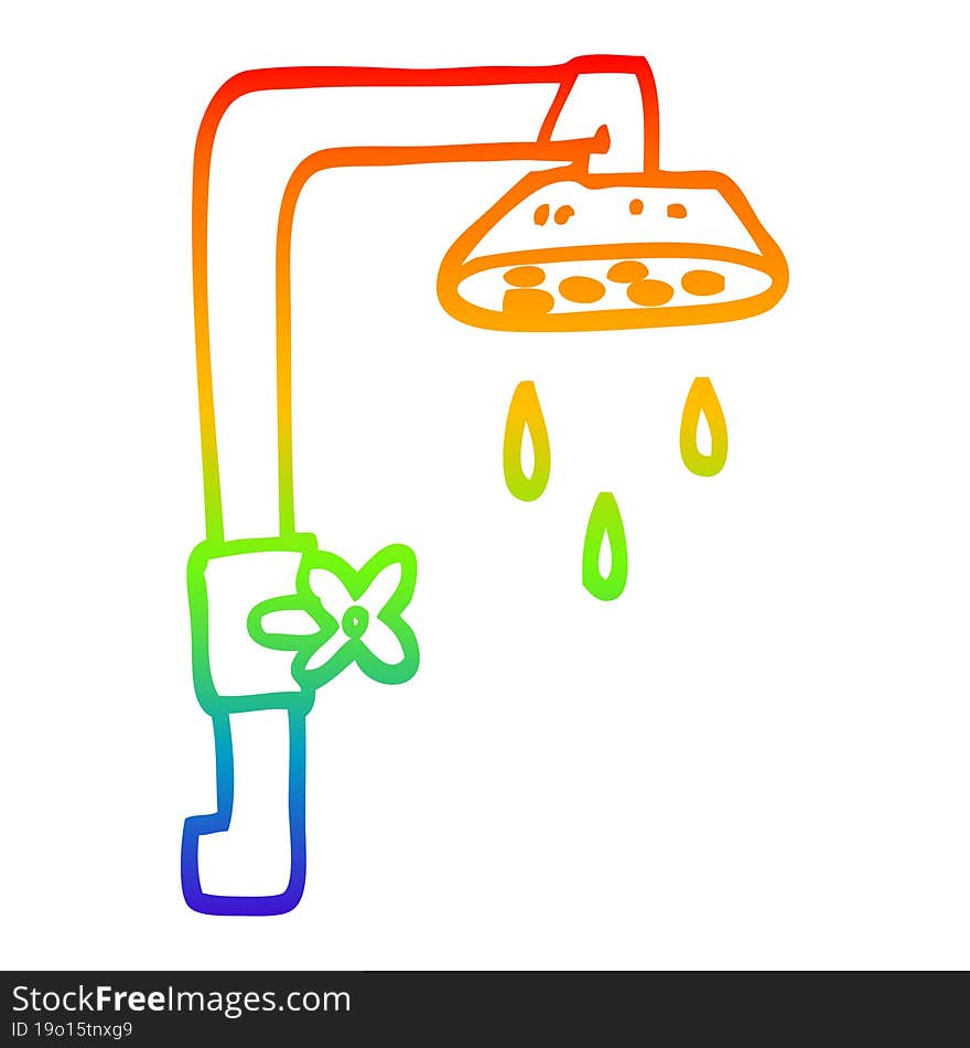 rainbow gradient line drawing cartoon shower head