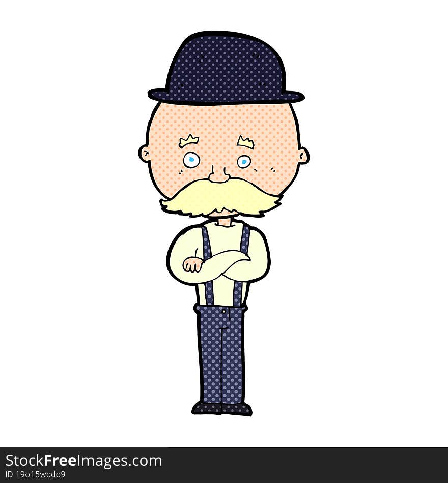 Cartoon Man Wearing Bowler Hat