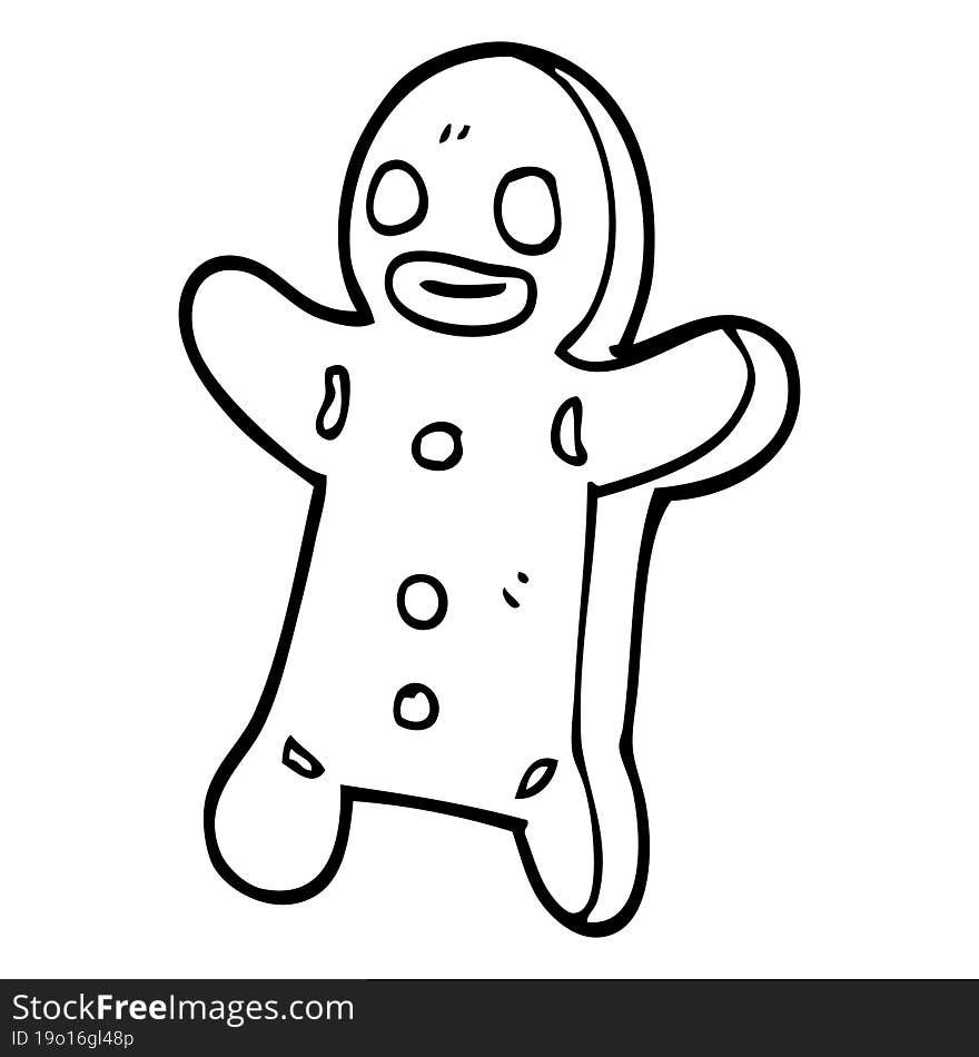 line drawing cartoon gingerbread man