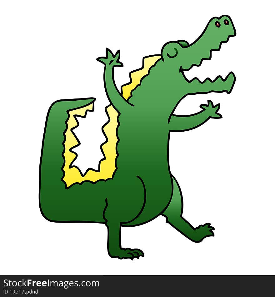 Quirky Gradient Shaded Cartoon Crocodile