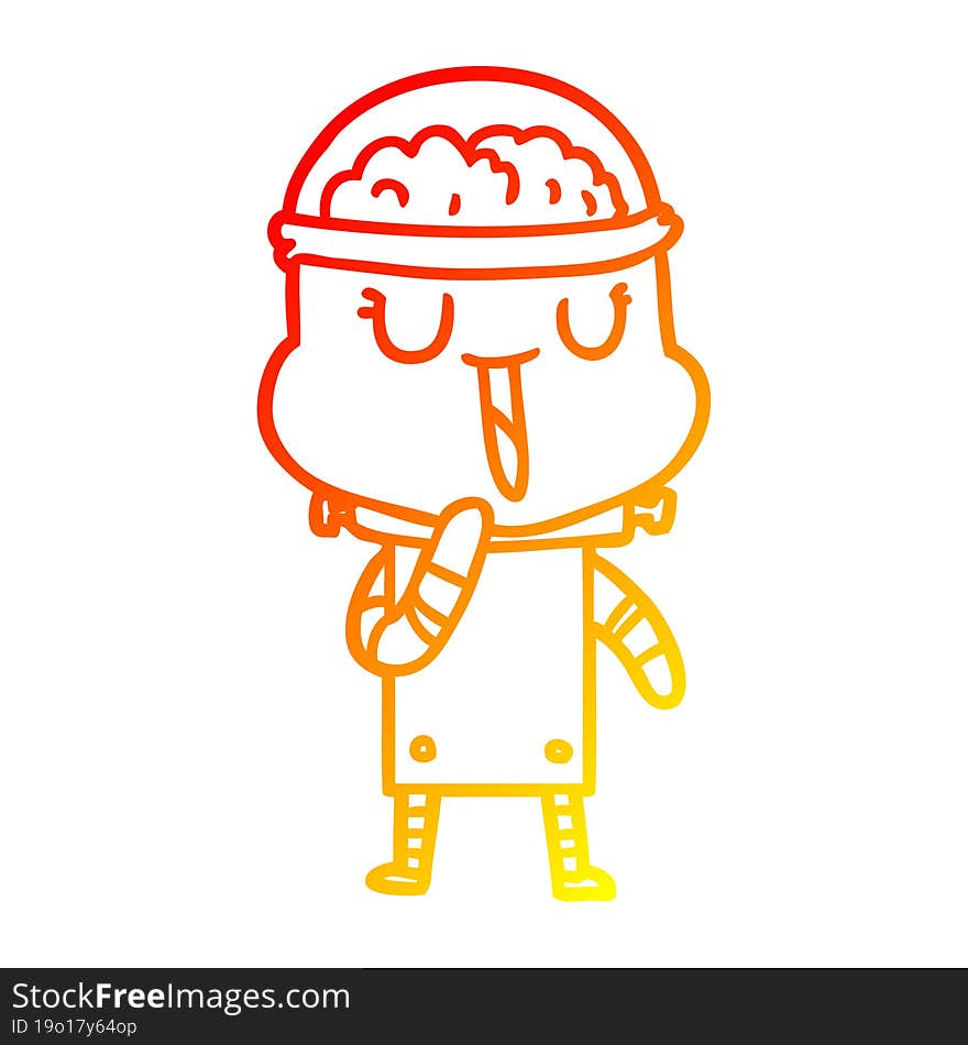 warm gradient line drawing happy cartoon robot