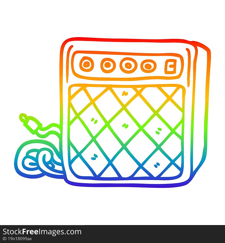 rainbow gradient line drawing cartoon retro speaker system