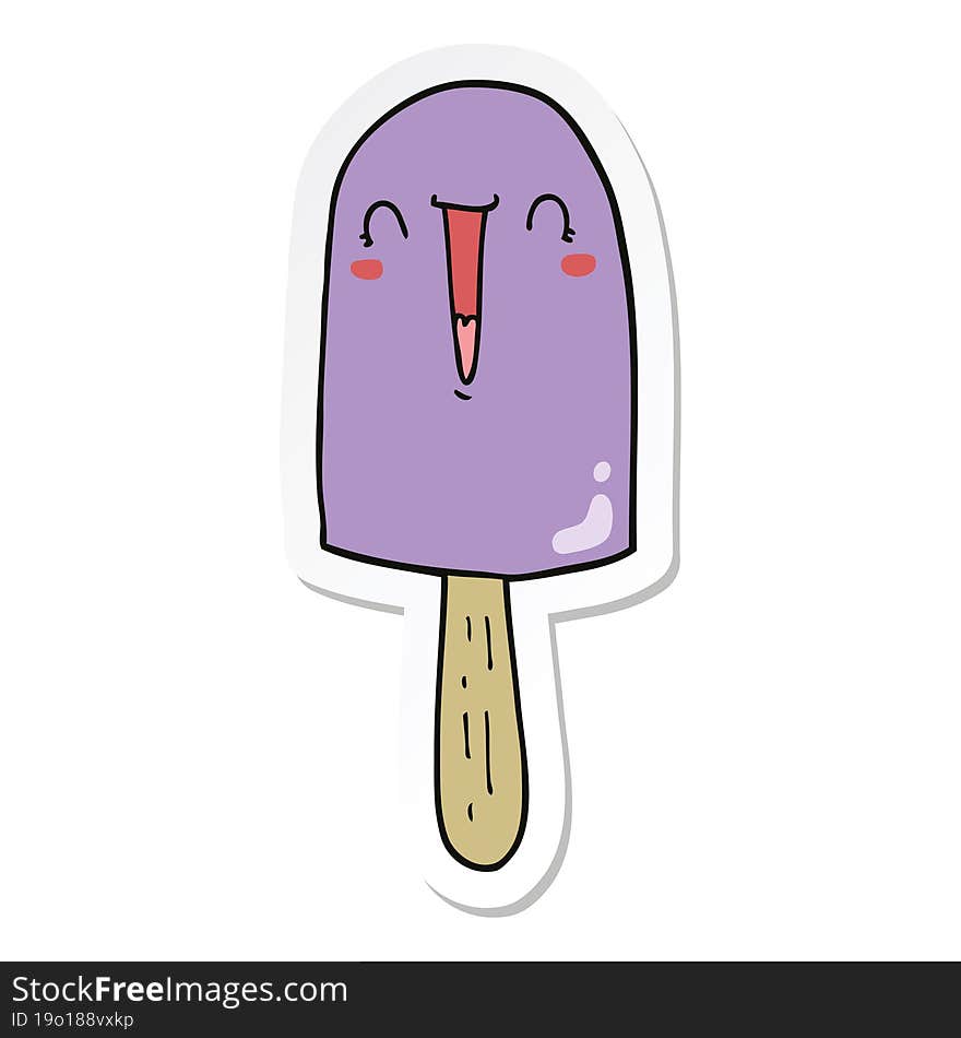 sticker of a cartoon happy ice lolly