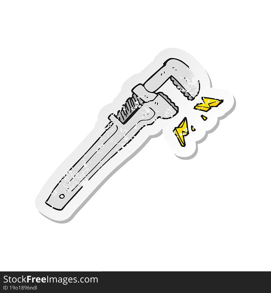 retro distressed sticker of a cartoon adjustable wrench