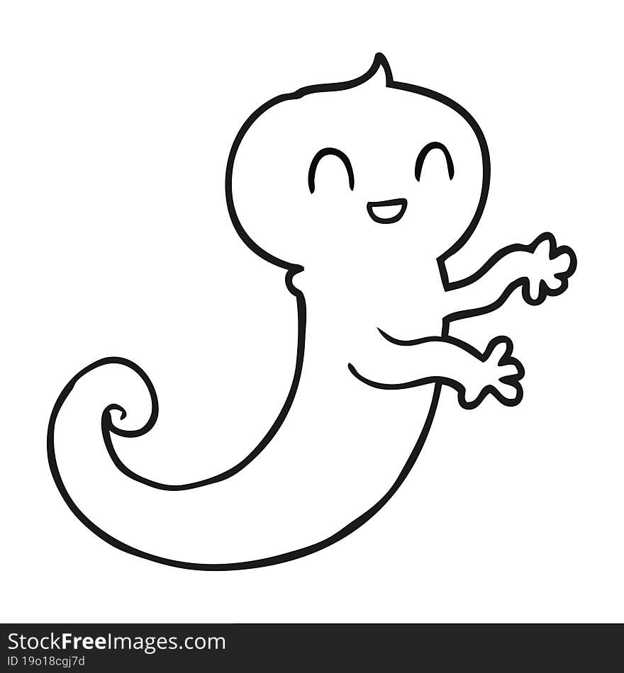 black and white cartoon ghost