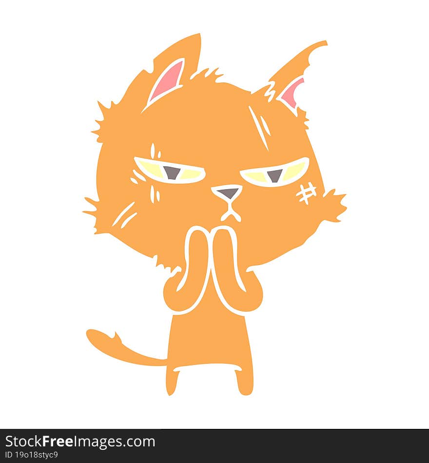 tough flat color style cartoon cat