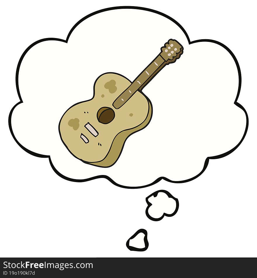 cartoon guitar and thought bubble