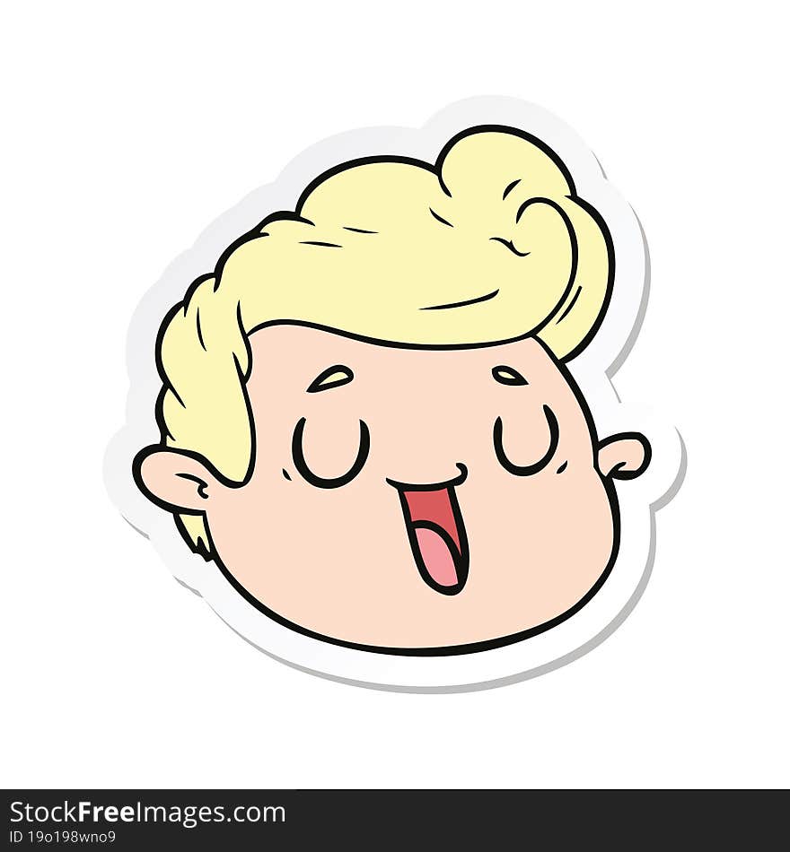 sticker of a cartoon male face