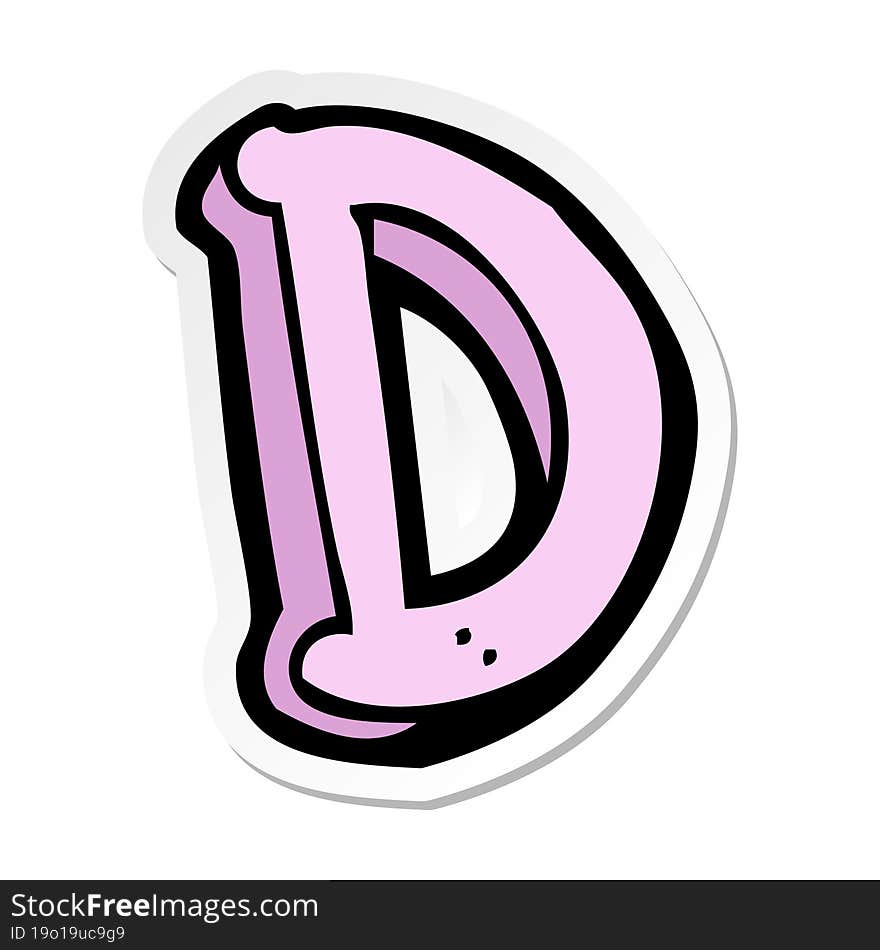 sticker of a cartoon letter D