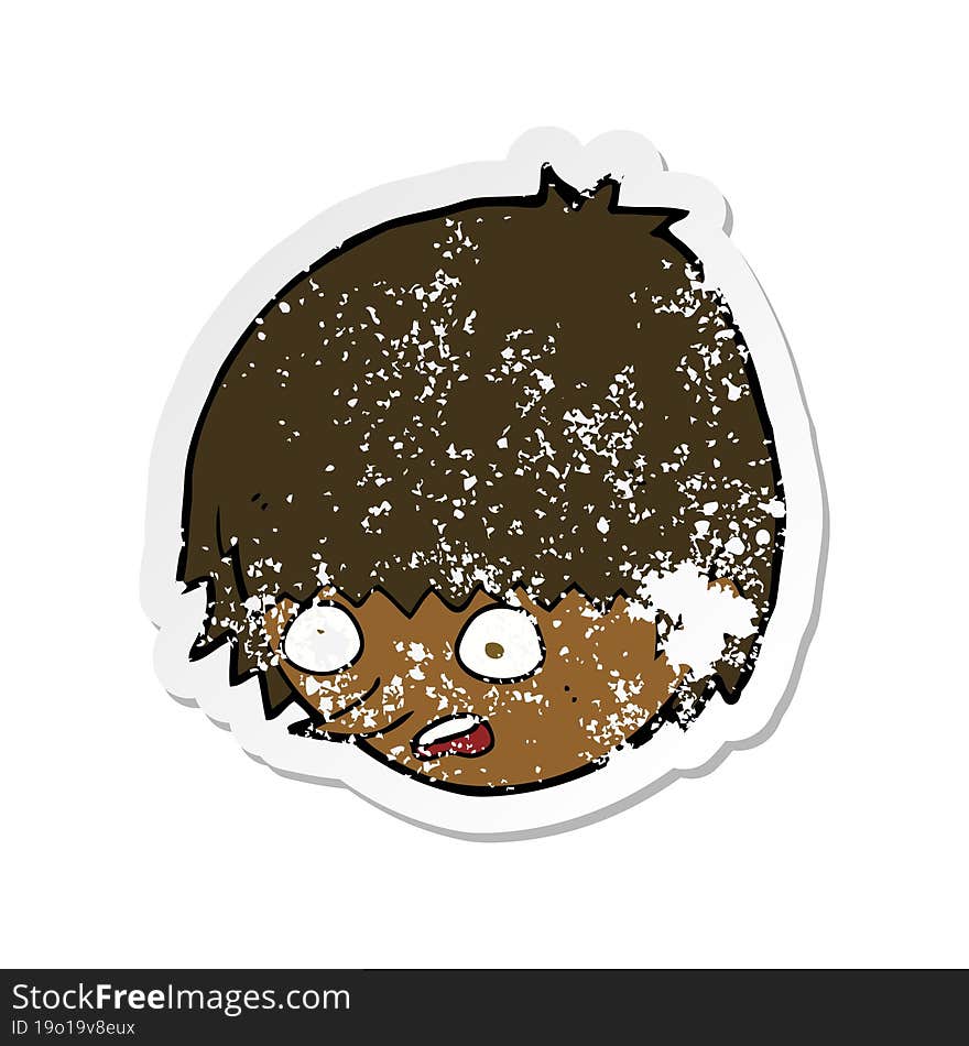 retro distressed sticker of a cartoon stressed face