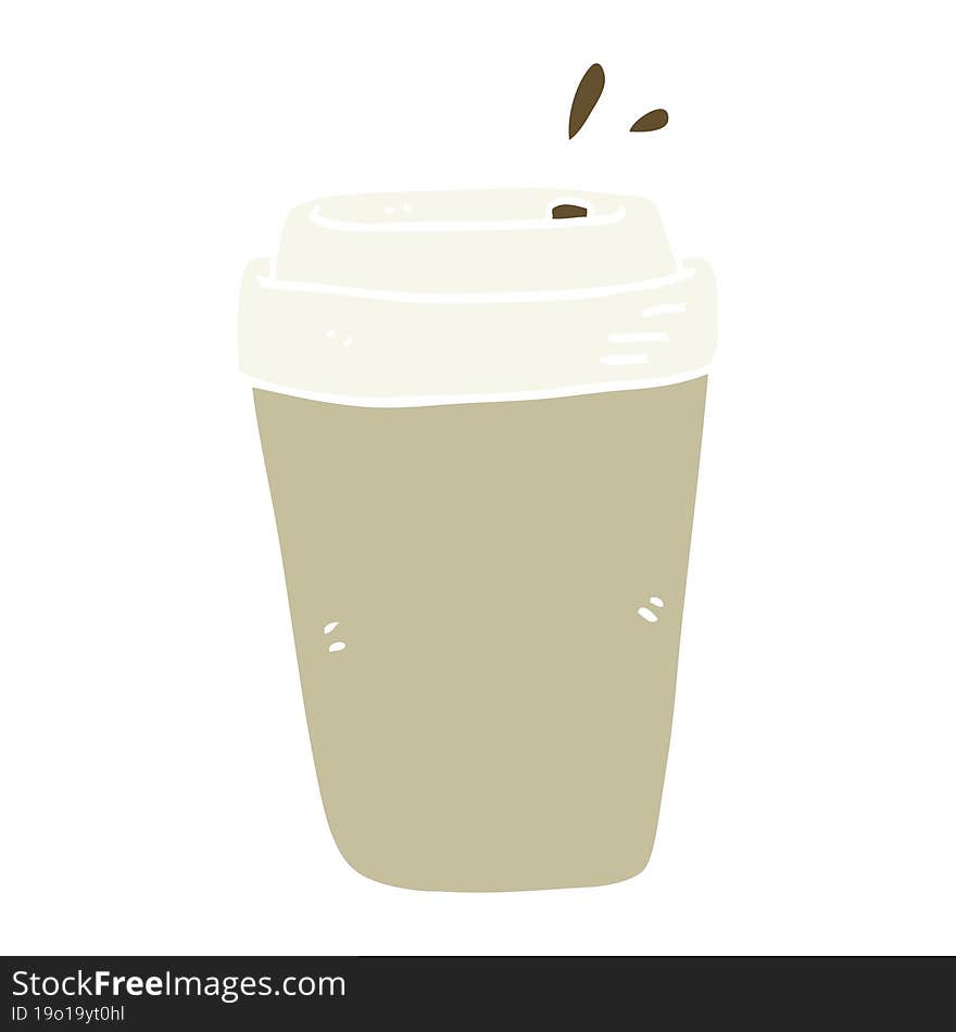 Flat Color Style Cartoon Coffee Cup