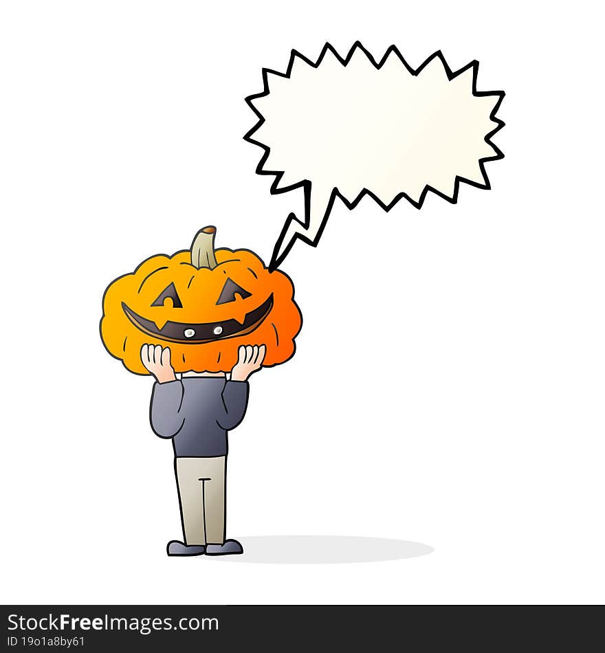 Speech Bubble Cartoon Pumpkin Head Halloween Costume