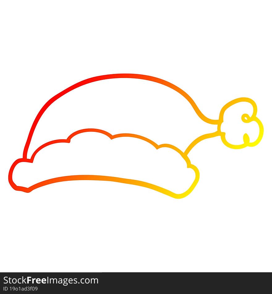 warm gradient line drawing of a cartoon christmas hat