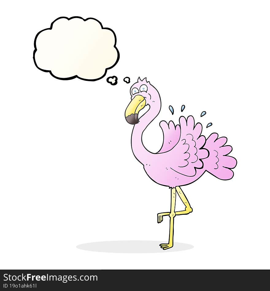 thought bubble cartoon flamingo