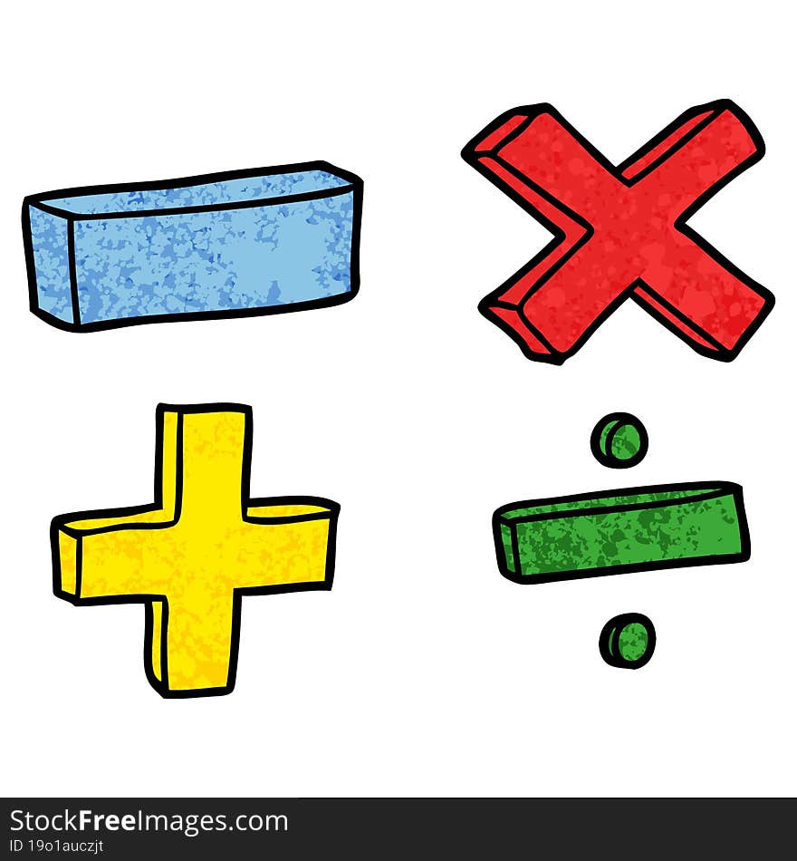 cartoon math symbols. cartoon math symbols