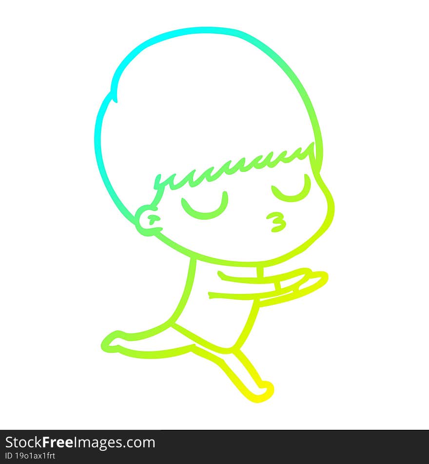 cold gradient line drawing cartoon calm boy