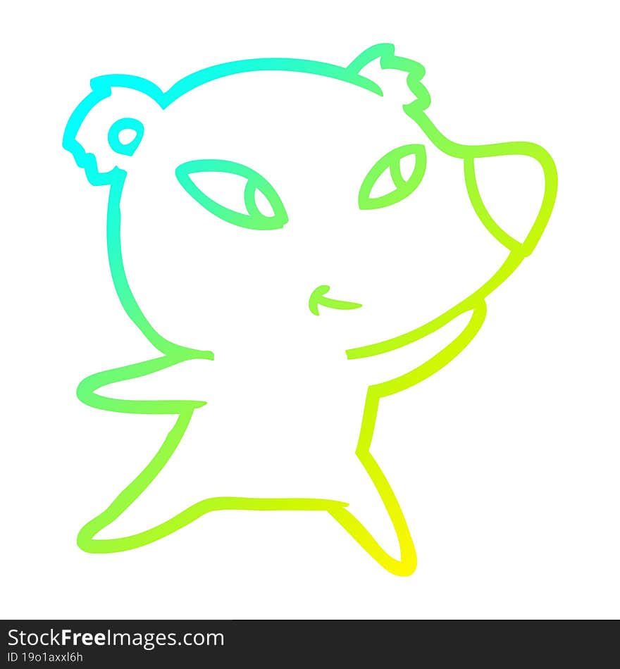 Cold Gradient Line Drawing Cute Cartoon Bear