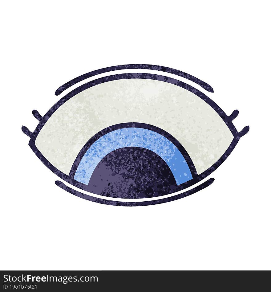 retro grunge texture cartoon of a eye looking down