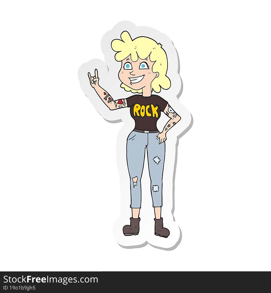 Sticker Of A Cartoon Rock Girl