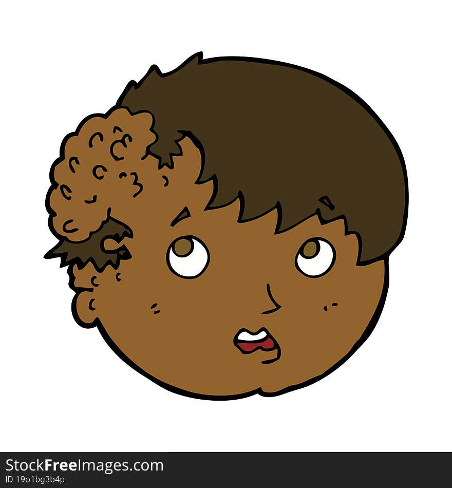 cartoon boy with ugly growth on head