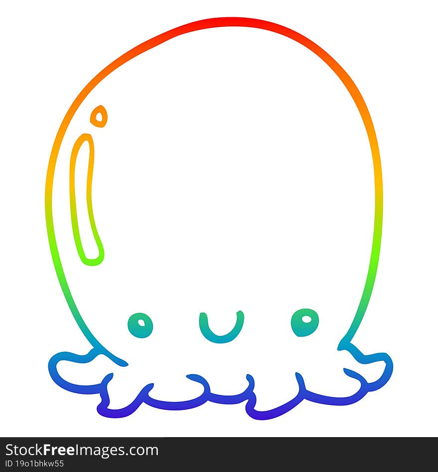 rainbow gradient line drawing cute cartoon octopus