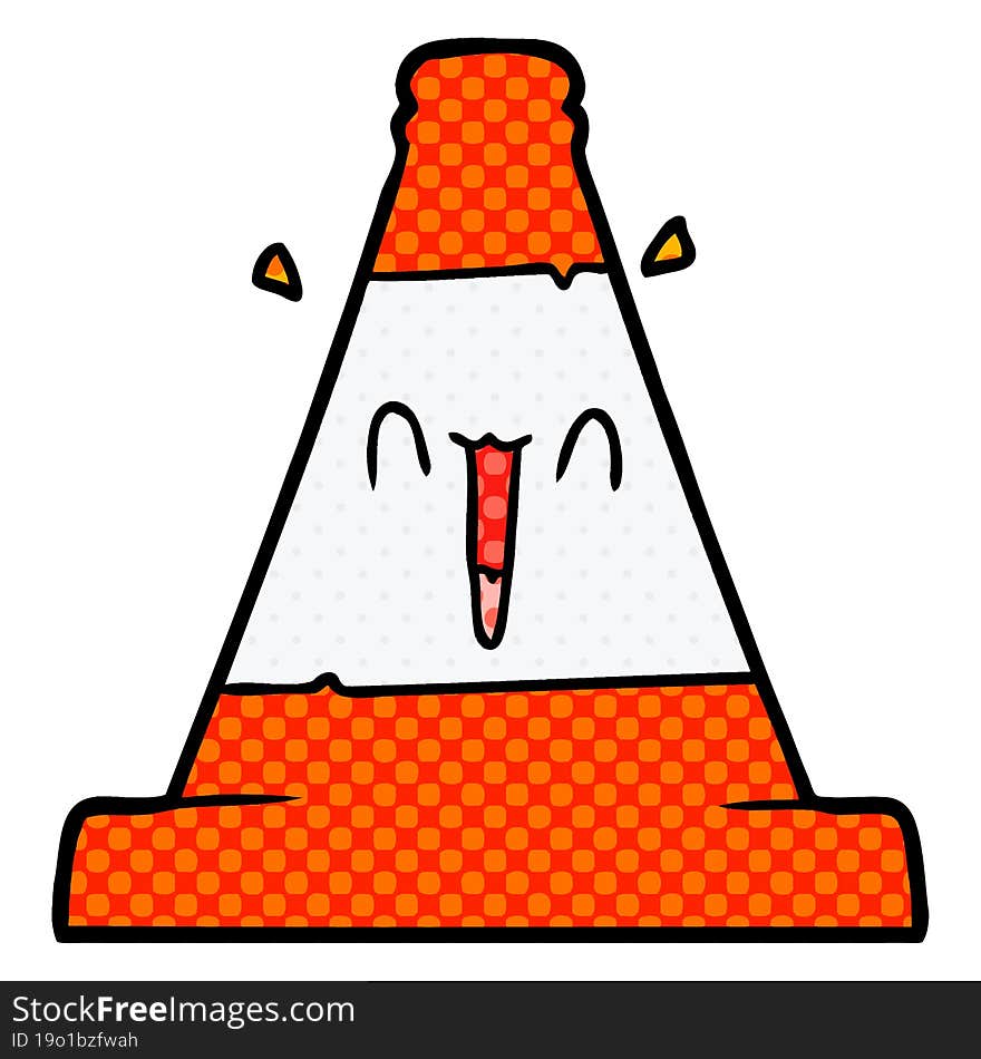 cartoon road traffic cone. cartoon road traffic cone