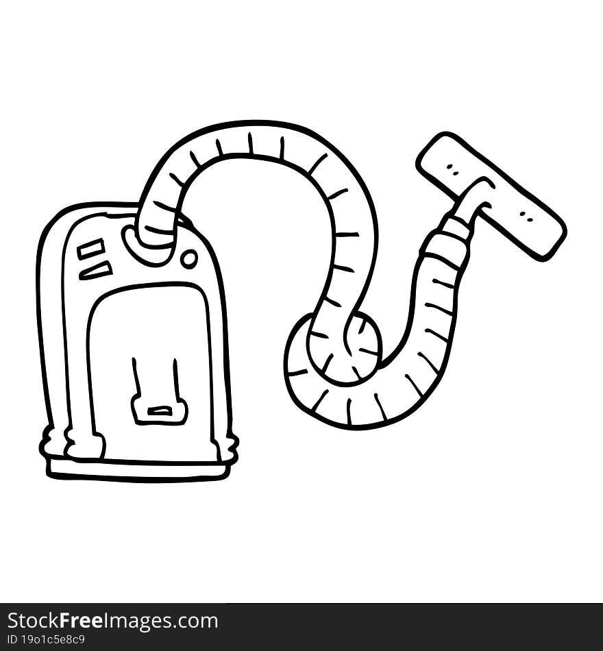 black and white cartoon vacuum cleaner