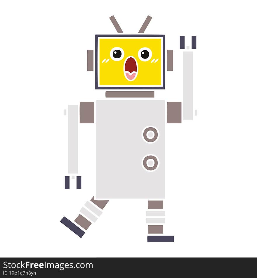 Flat Color Retro Cartoon Robot