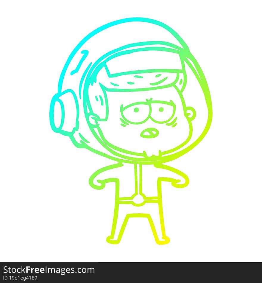 cold gradient line drawing cartoon tired astronaut