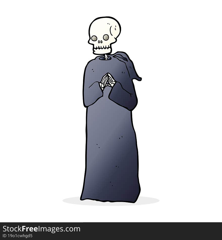 cartoon skeleton in black robe