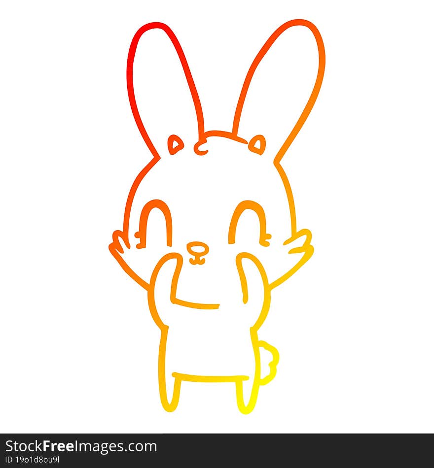 warm gradient line drawing cute cartoon rabbit