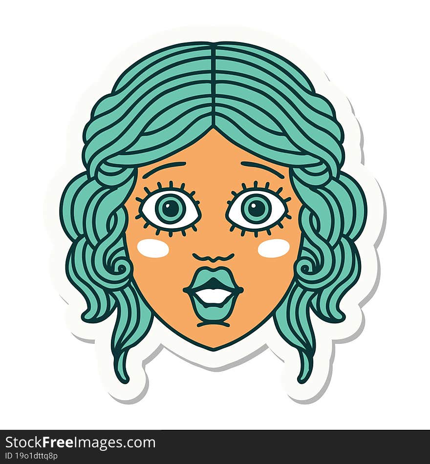 tattoo style sticker of female face