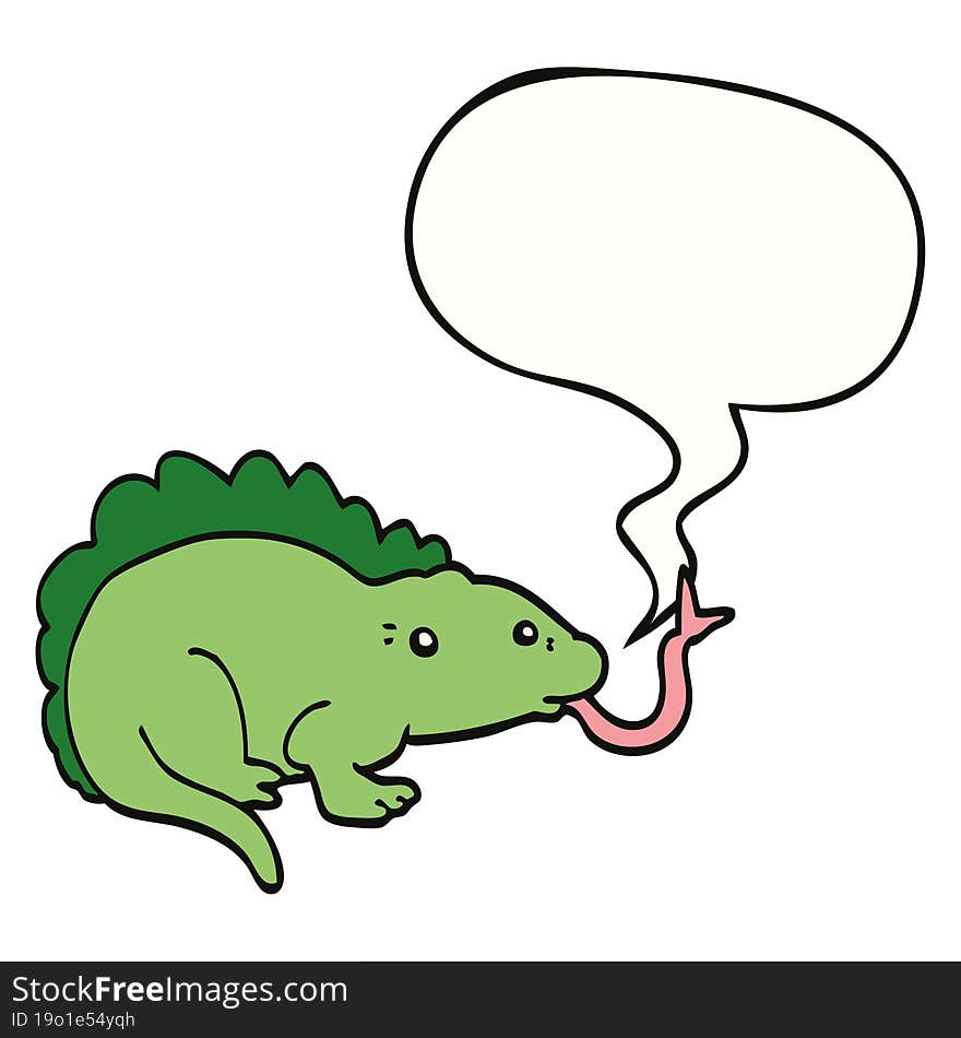 cartoon lizard and speech bubble