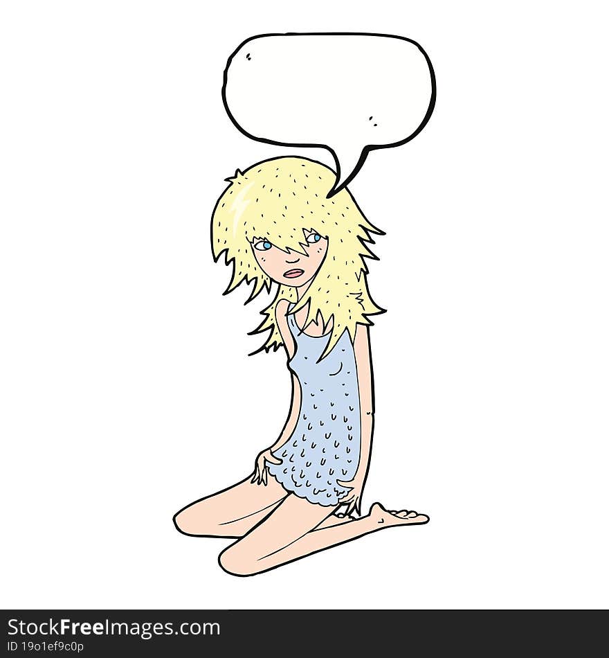 Cartoon Pretty Girl With Speech Bubble