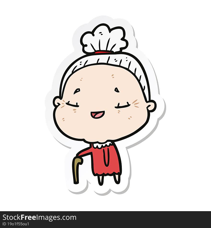 sticker of a cartoon old lady