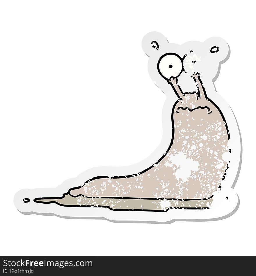 Distressed Sticker Of A Cartoon Slug