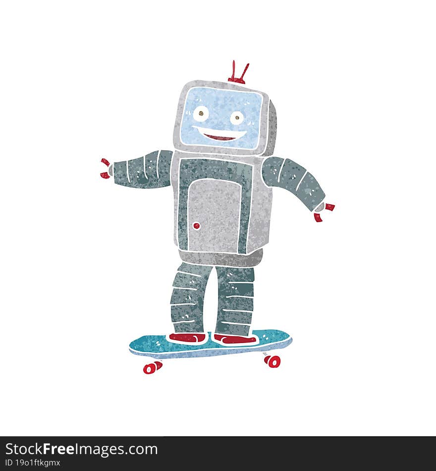 cartoon skateboarding robot