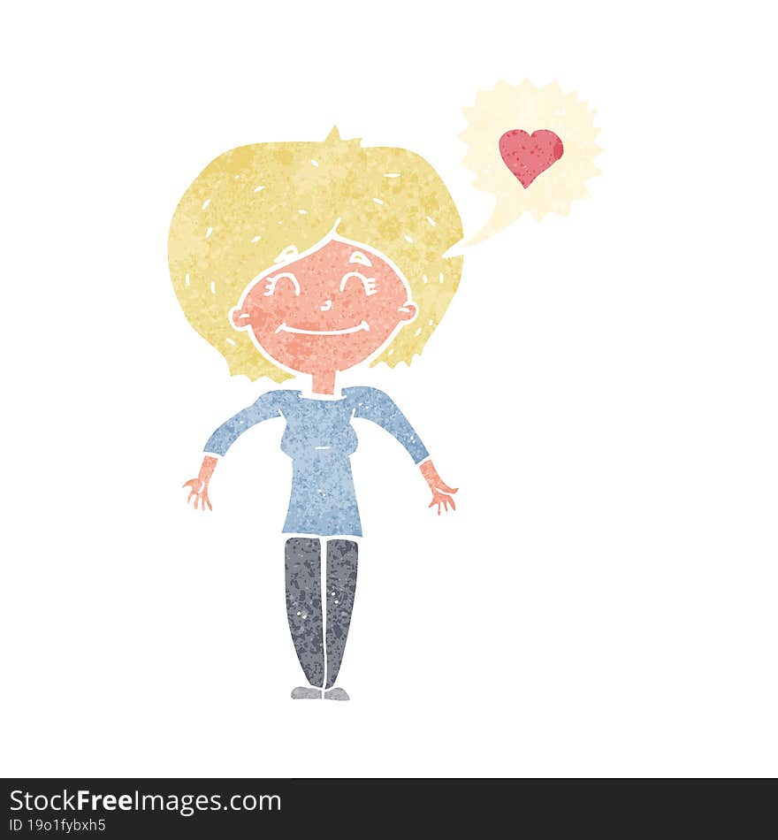 cartoon happy woman in love