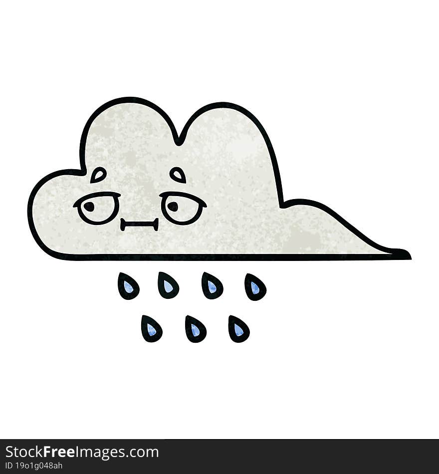 retro grunge texture cartoon rain cloud