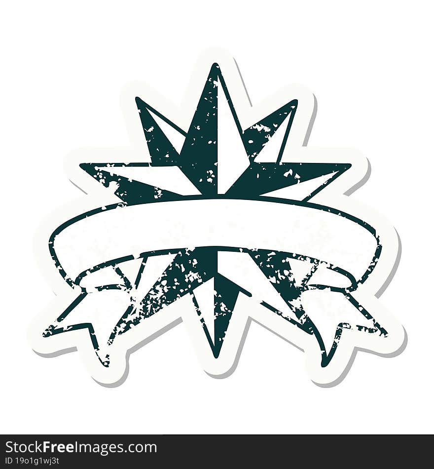 Grunge Sticker With Banner Of A Star