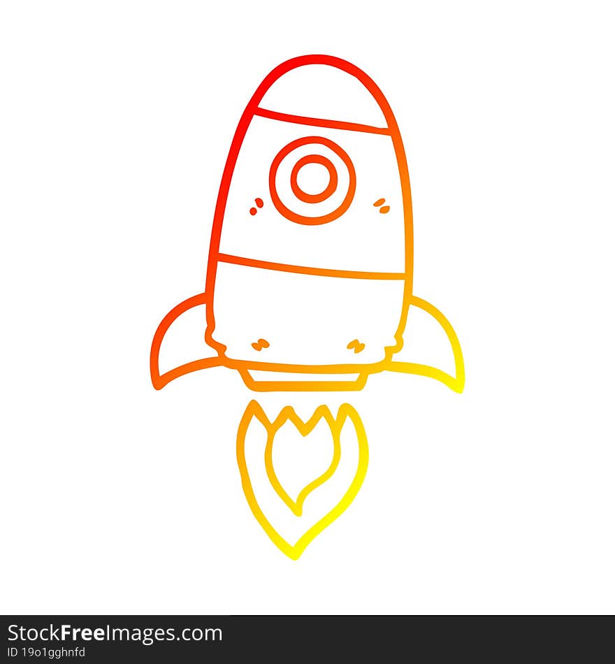 warm gradient line drawing cartoon space rocket